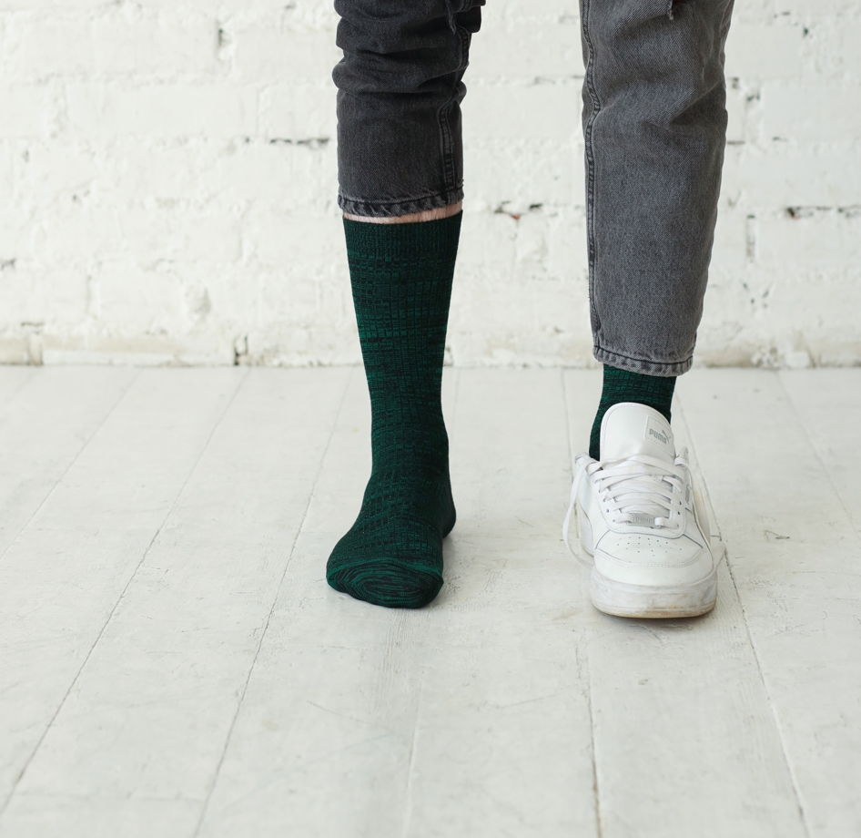 Носки хлопковые премиальной коллекции темно-зеленые