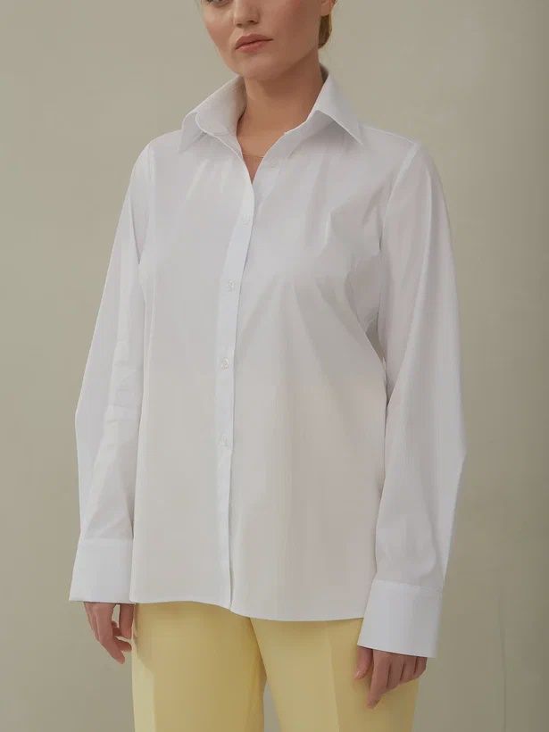 Белая рубашка из итальянского хлопка с запахом на спине