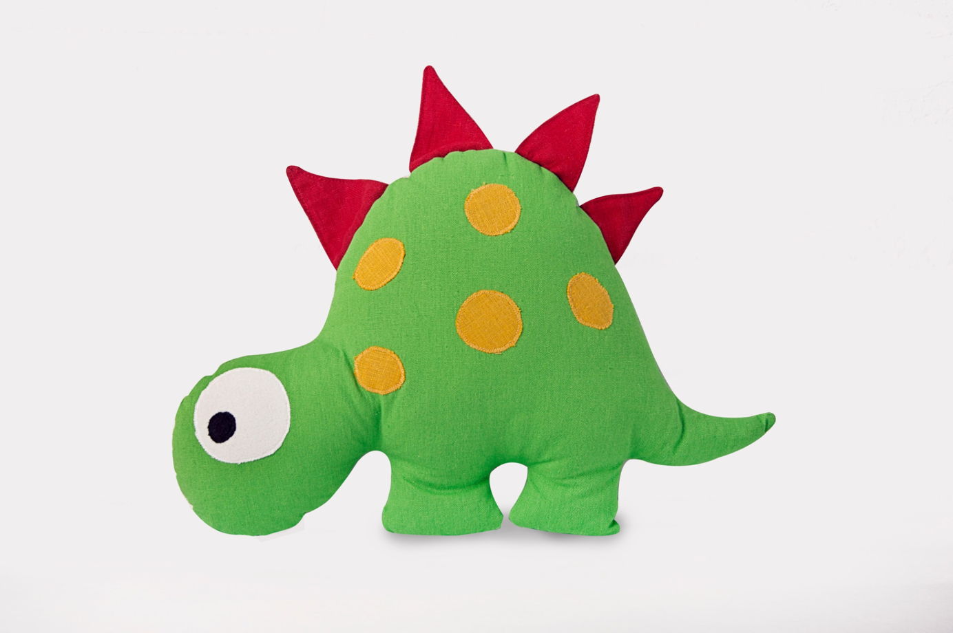 Подушка игрушка "Динозавр зеленый ручной работы изо льна"