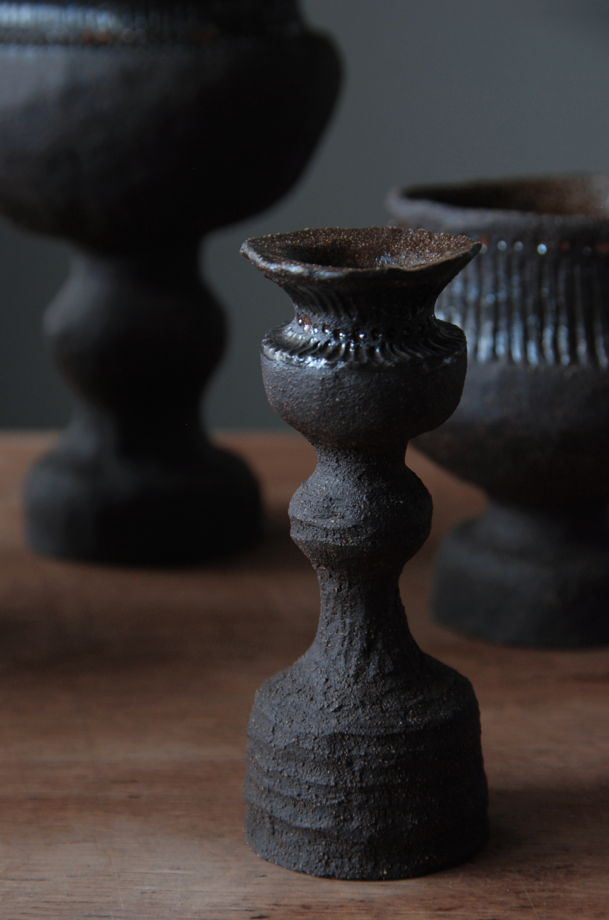 Набор из керамических ваз и подсвечника, ручная работа.