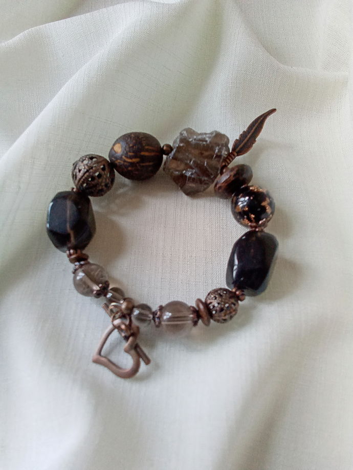 Коричневый женский браслет из дымчатого кварца "В поисках вдохновения"