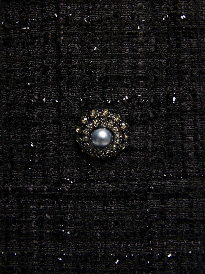 Вечернее платье-бандо мини из твида с люрексом