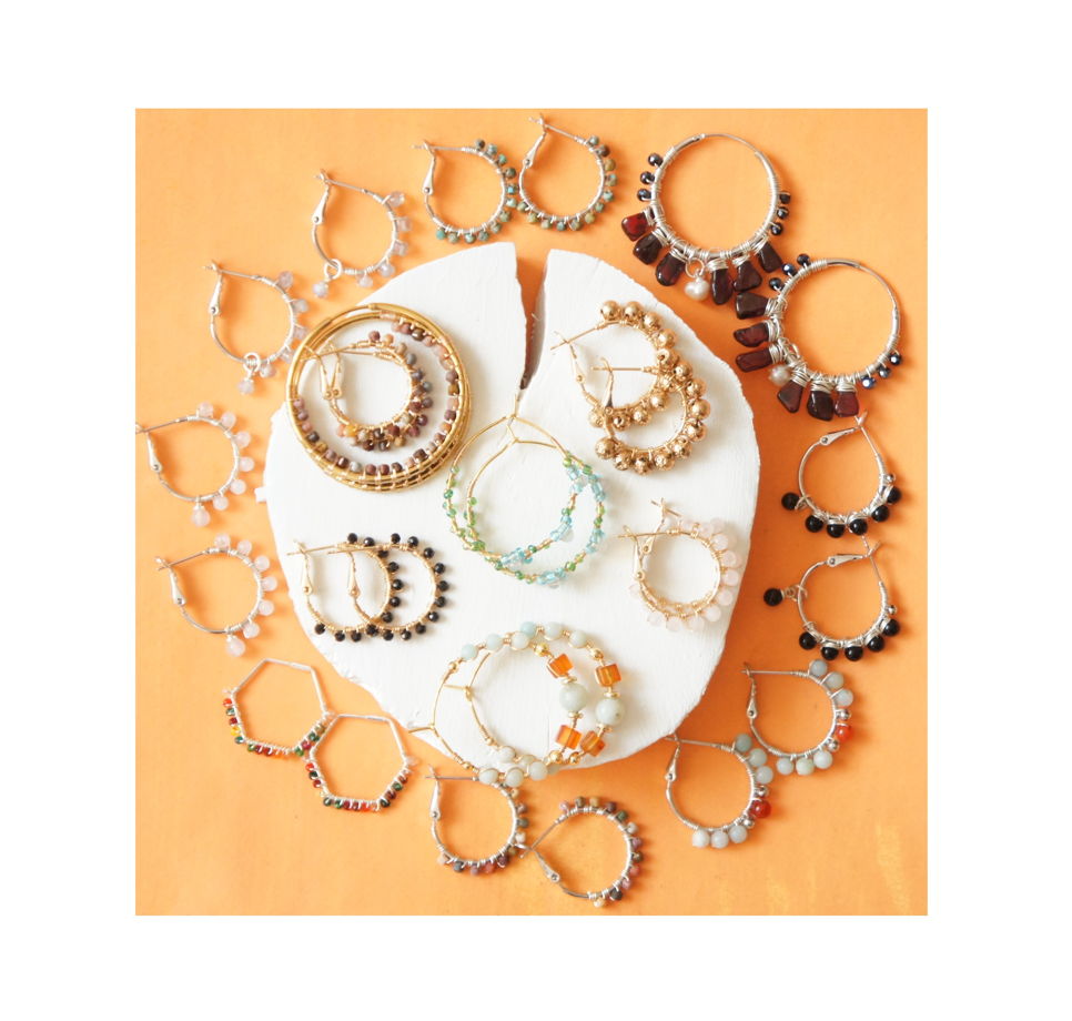 Серьги кольца конго хупы обручи плетеные wire wrapped амазонит сердолик