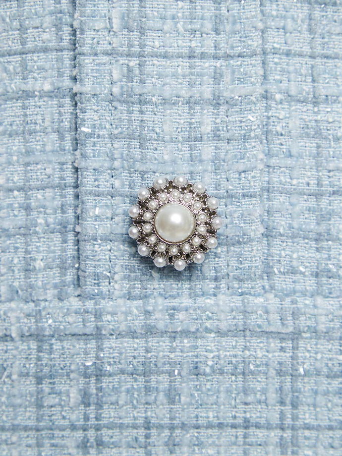 Вечернее платье-бандо мини из твида с люрексом