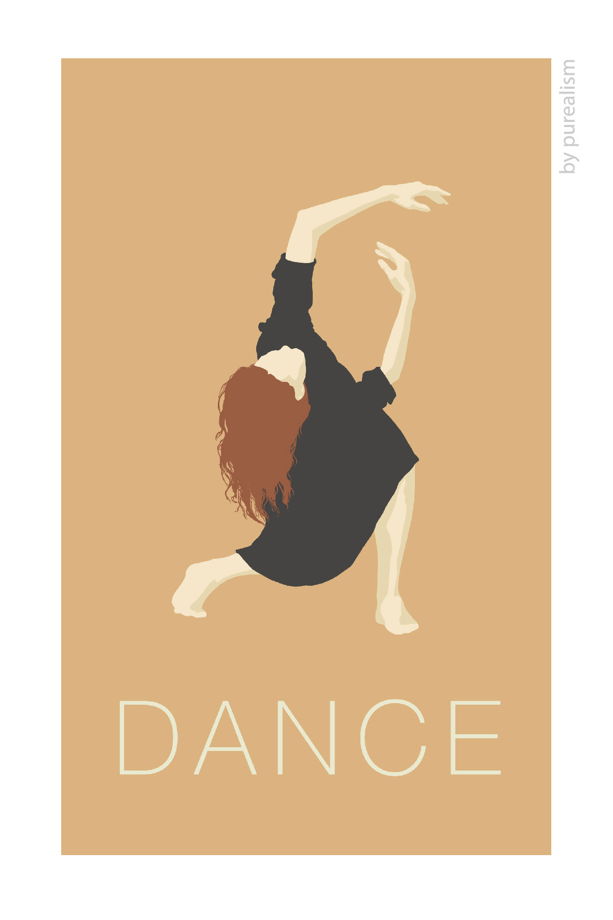 Дизайнерская открытка "Танец: оранжевый контемп" формата 10х15см