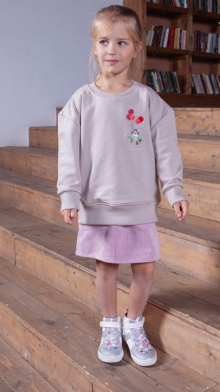 Детский свитшот оверсайз с вышивкой "шарики" материал футер 100% хлопок, цвет бежевый
