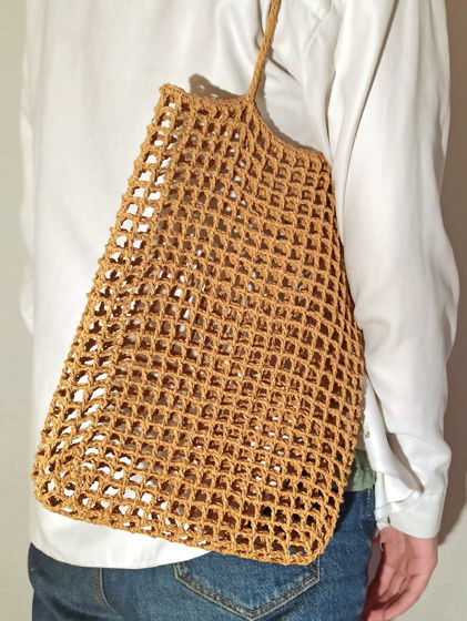 Вязаная сетчатая сумка из 100%-ного крученого пальмового волокна натурального цвета ручной работы