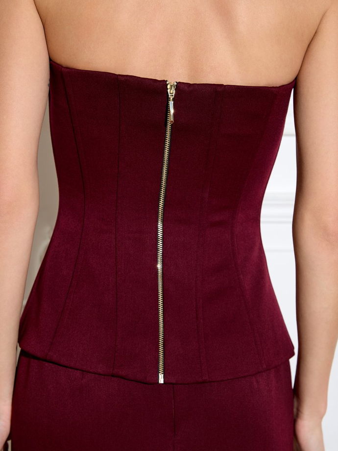 Корсет из костюмной ткани, бордовый