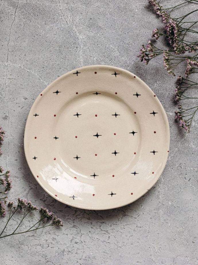 Плоская керамическая тарелка "Сияние", диаметр 21 см