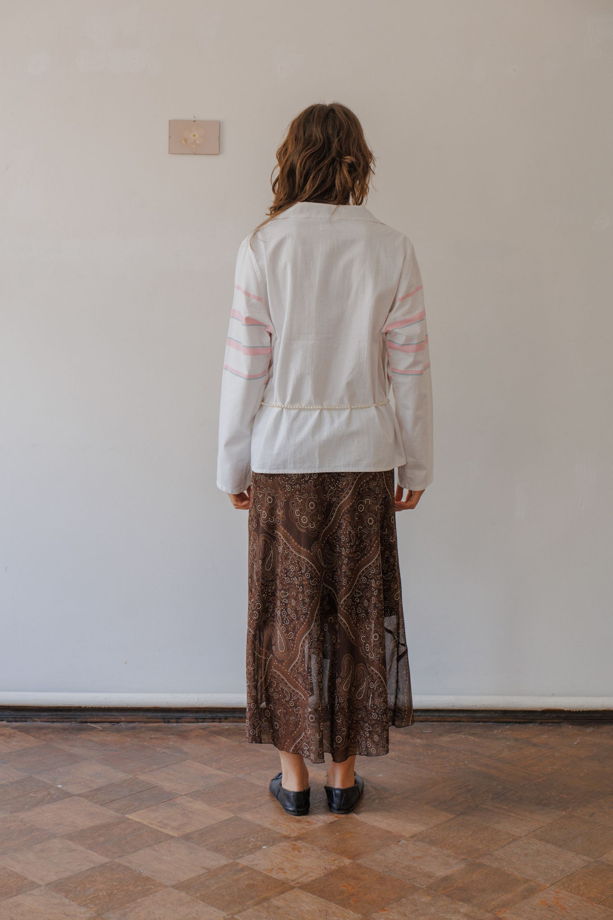 Рубашка в Розовую Полоску 1/Pink Striped Long Sleeve Shirt 1