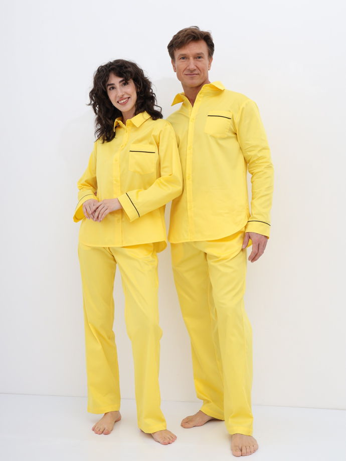 Пижама мужская с брюками и рубашкой из сатина "Желтый"