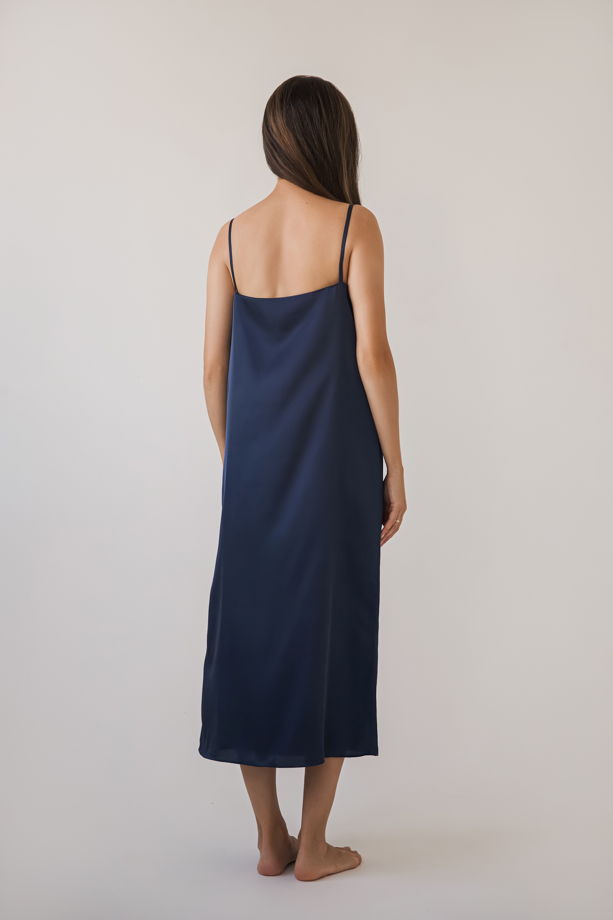 Платье комбинация в темно-синем цвете