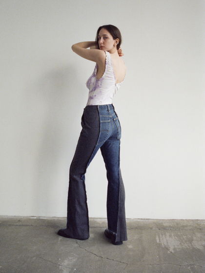 джинсы с боковыми частями из костюмной шерсти