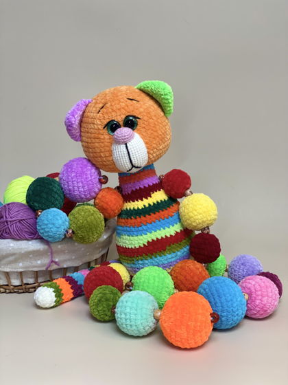 Вязаная игрушка вязаный полосатый кот