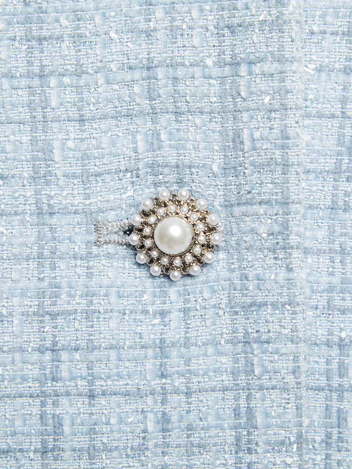 Вечерний прямой жакет из твида с люрексом