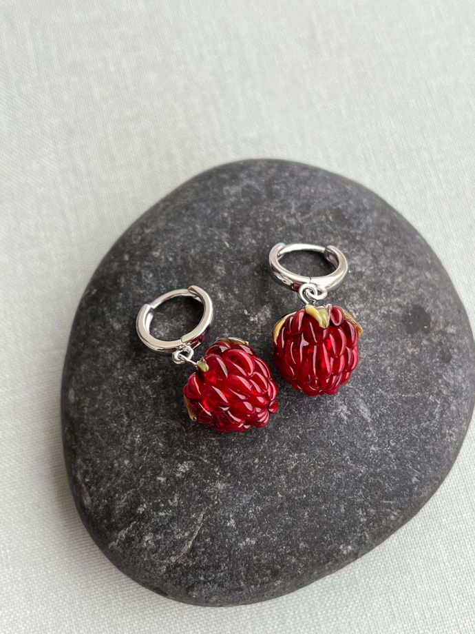 Серьги Малина из стекла