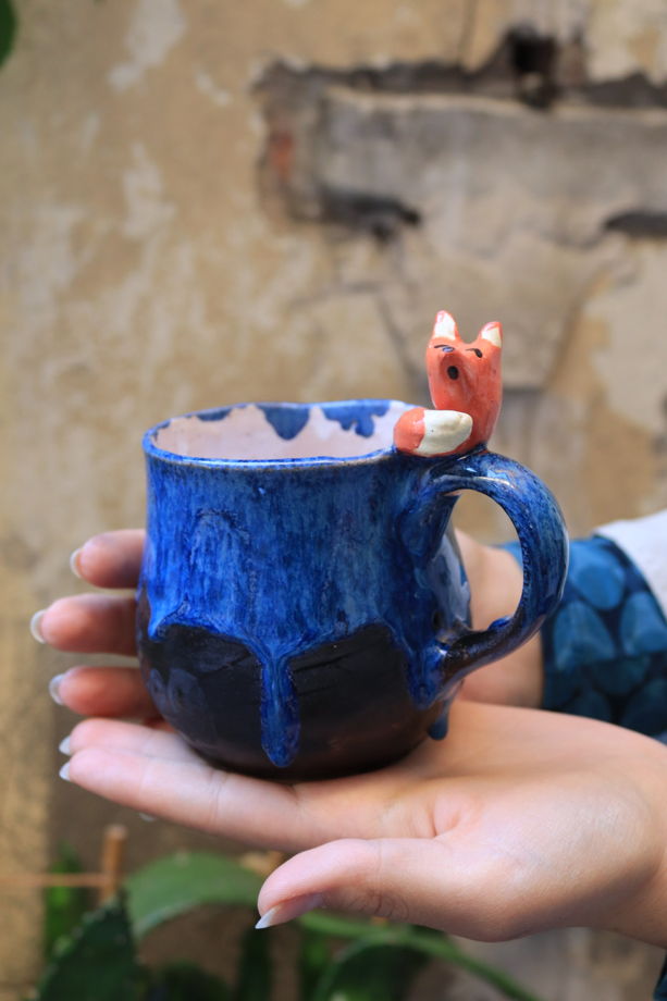 Чашка с лисом синяя из серии "Маленький принц"