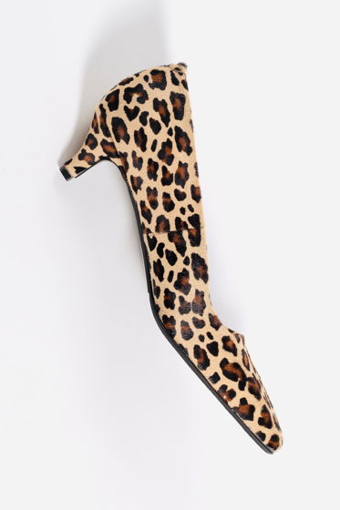 Туфли из натуральной кожи с воросом леопард