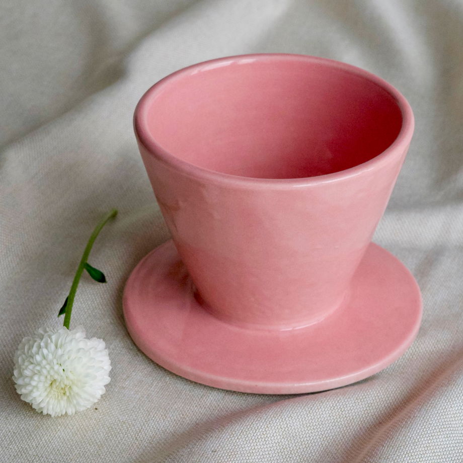 Воронка V60 для пуровера розовая + кофе от Maybe Tokyo, ручная работа