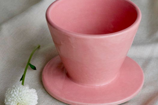 Воронка V60 для пуровера розовая + кофе от Maybe Tokyo, ручная работа