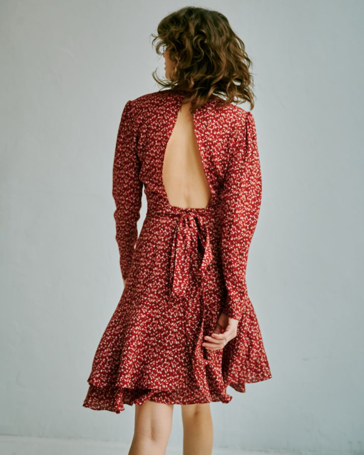 Платье на запах RED TEA с открытой спиной