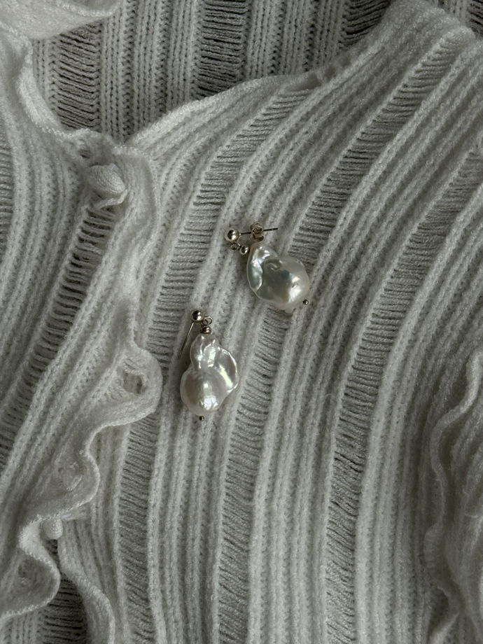 Серьги барочные жемчужины гвоздики