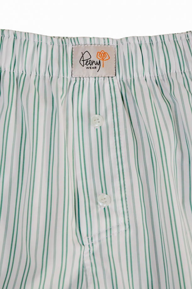 Шорты Peonywear, в бело-зеленую полоску, размеры S M L XL