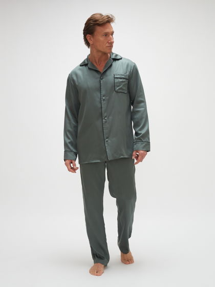 Пижама мужская с брюками и рубашкой из тенселя "Хаки"
