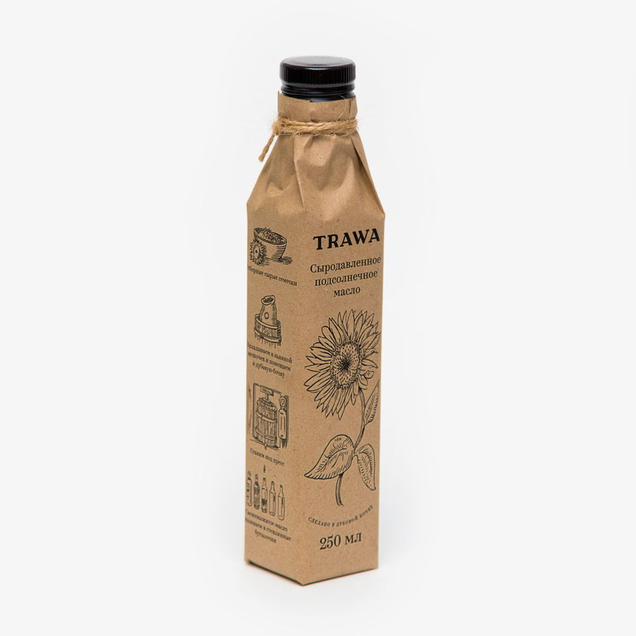 Сыродавленное подсолнечное масло TRAWA, 250 мл