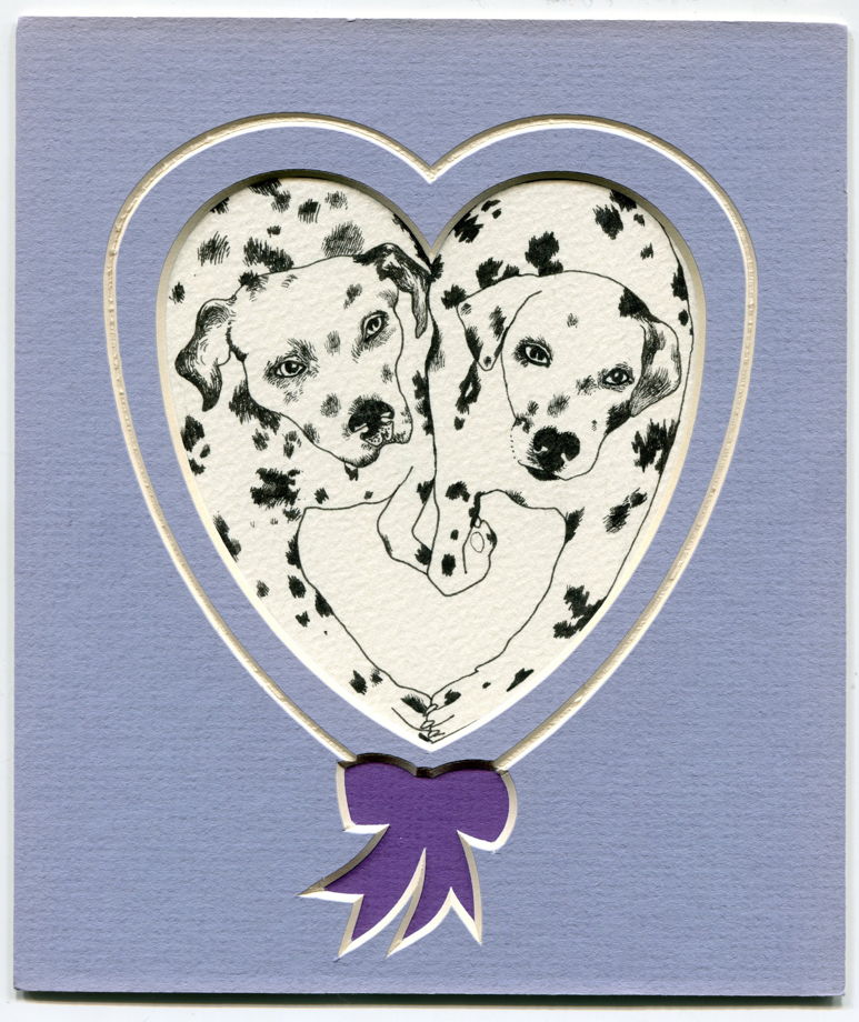 Влюбленные далматинцы, открытка ручной работы