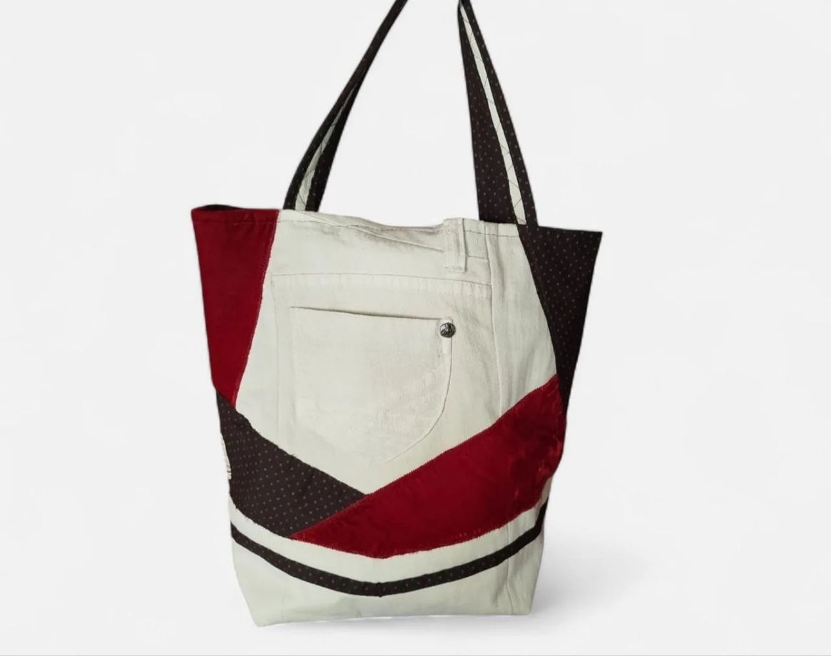 Сумка шоппер из переработанного денима ручной работы, авторская