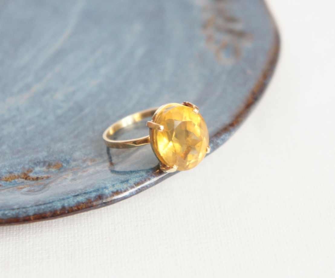 Кольцо золото желтый топаз Бразилия винтаж