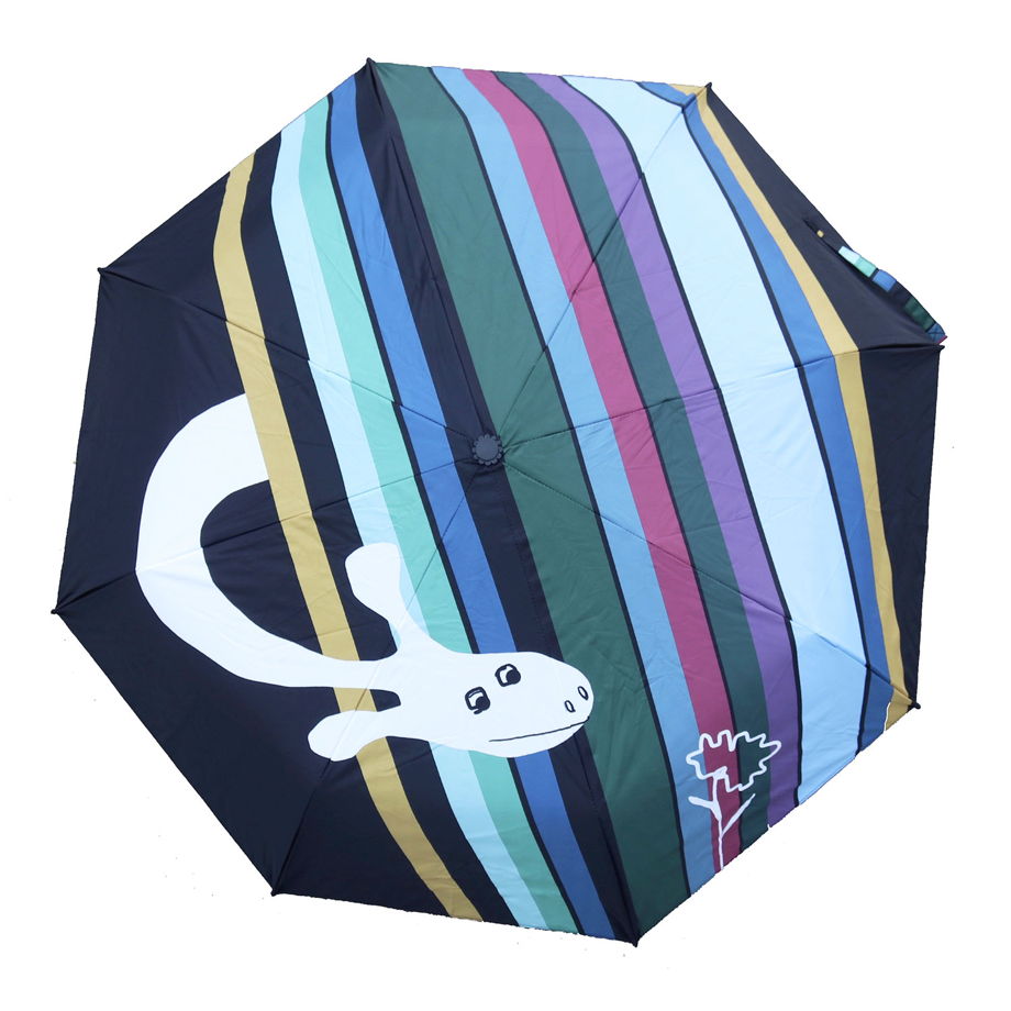Черный полосатый зонт с жирафом