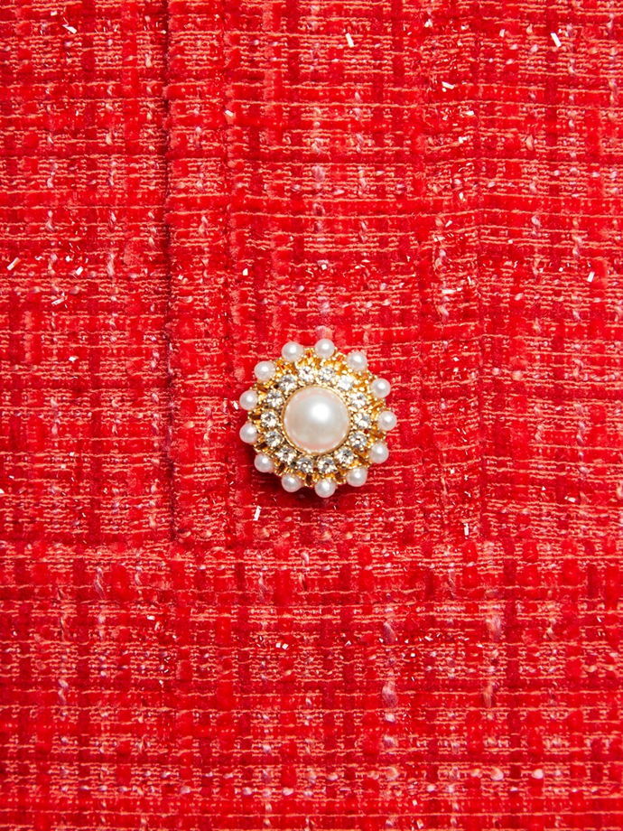 Вечернее платье-бандо мини из твида с люрексом