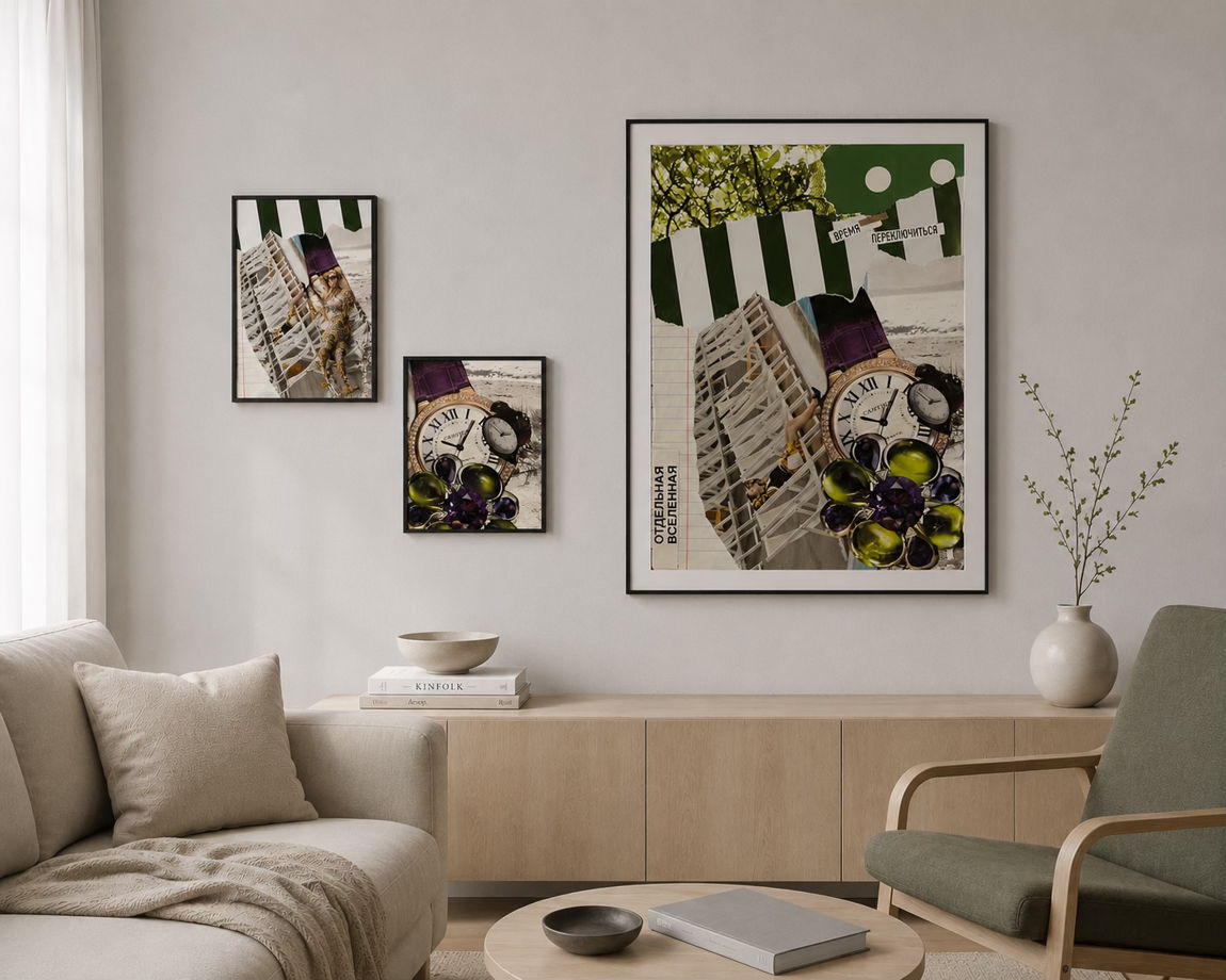 “Время переключиться”- авторский арт-принт с оригинального коллажа