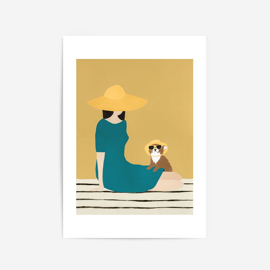 Постер летний с собакой "Жаркое лето", 50х70 см