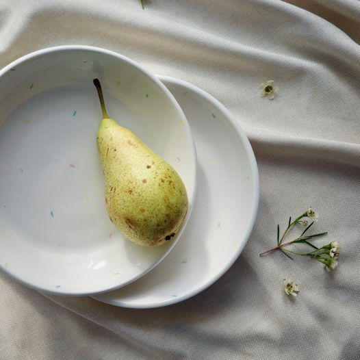 Тарелка глубокая белая с росписью ручной работы, "Леденцы"