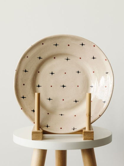 Плоская керамическая тарелка "Сияние", диаметр 21 см