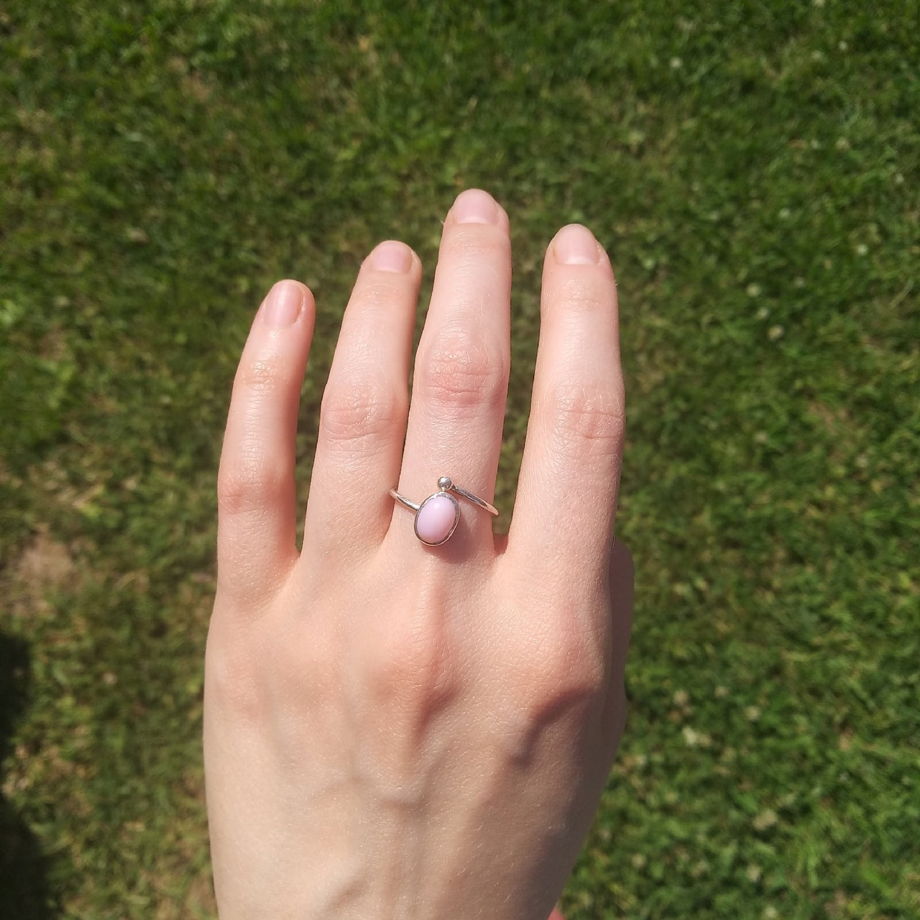 Кольцо с розовым опалом "Сладкая вата", размеры 15,5 - 18,5