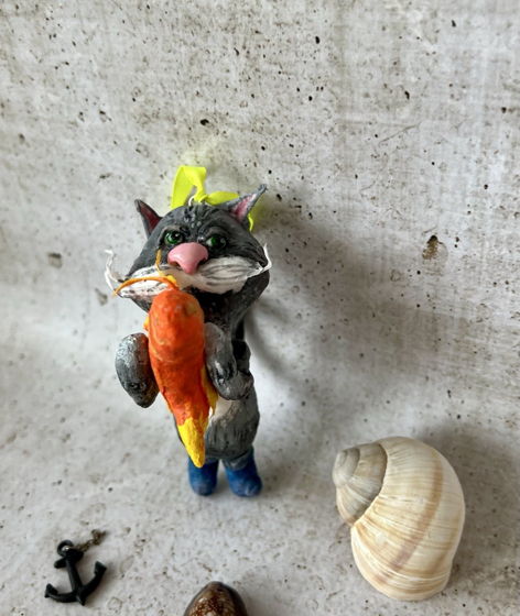 Декоративная игрушка "Кот-рыбак"