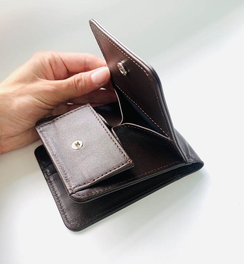 Кожаный кошелёк - бифолд с монетницей Vinkel