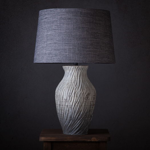 Настольная керамическая лампа ручной работы с серым абажуром «Rustic loft 7»