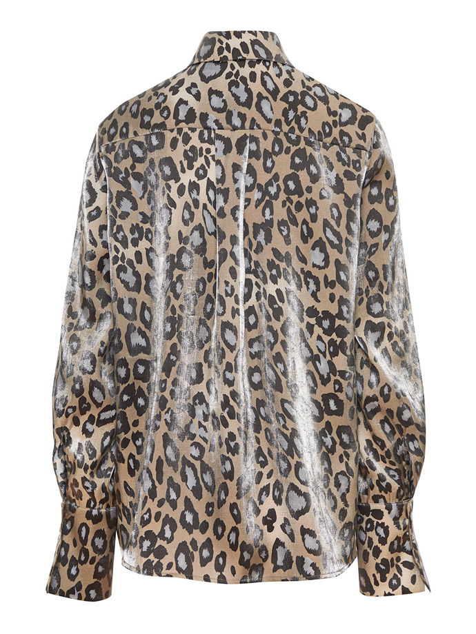 Рубашка полупрозрачная из блестящей вискозы с леопардовым принтом