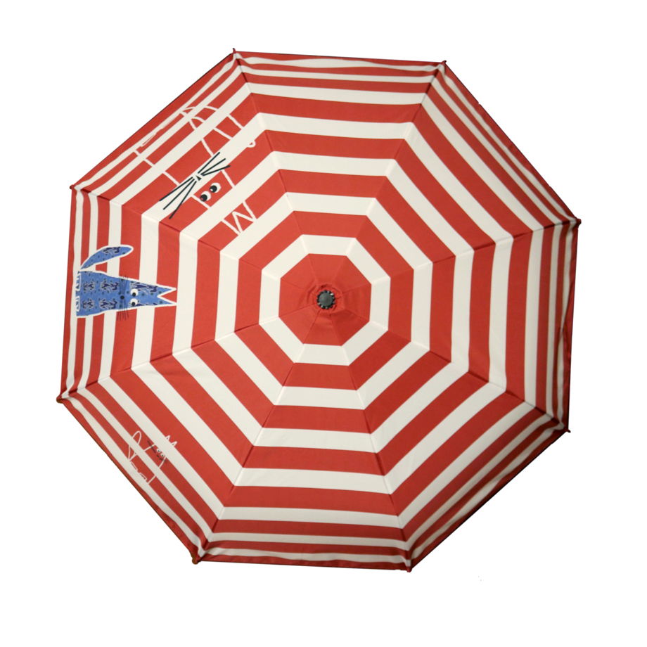 Красный полосатый зонтик с котами для яркого подарка