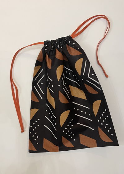 Мешочек из орнаментального Сенегальского хлопка с  аутентичным геометрическим принтом