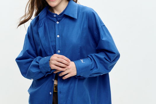 Рубашка с манишкой Кейптаун, синего цвета. Unisex. Вышивка «Когда? -Сейчас!»