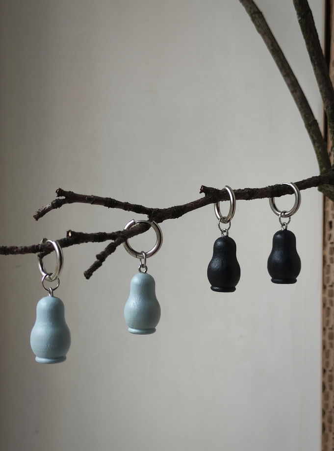 Серьги кольца Матрёшки