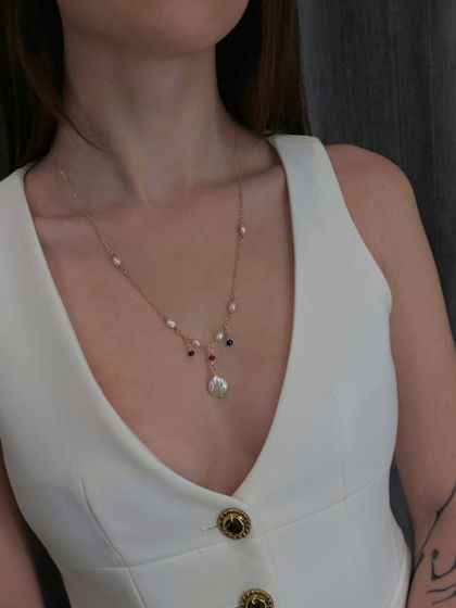 Ожерелье «Mi Amore» из жемчуга и стеклянных бусин