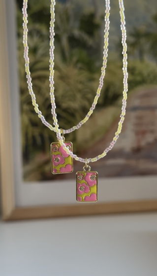 Колье PINK LEI с японским бисером