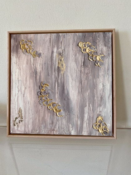 Картина абстрактная коричневая с золотом "Древо", 50*50 см